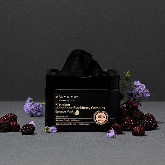 Mary & May Premium Idebenone Blackberry Complex Essence Mask 20ea / 250g - Gaenari Cosmetics